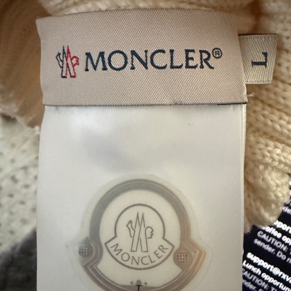 Moncler Cream Knit Hat with Brown Pom kids size large - Picture 2 of 5